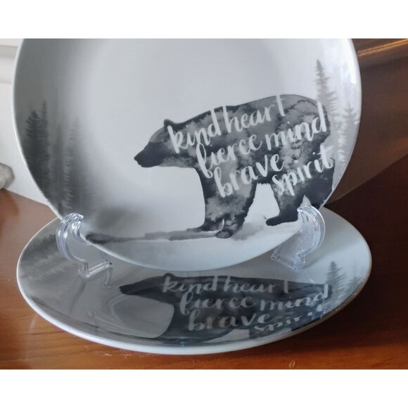 Mikasa Wise Walkers Bear Porcelain Plates 8" Set of 2 - Picture 2 of 5